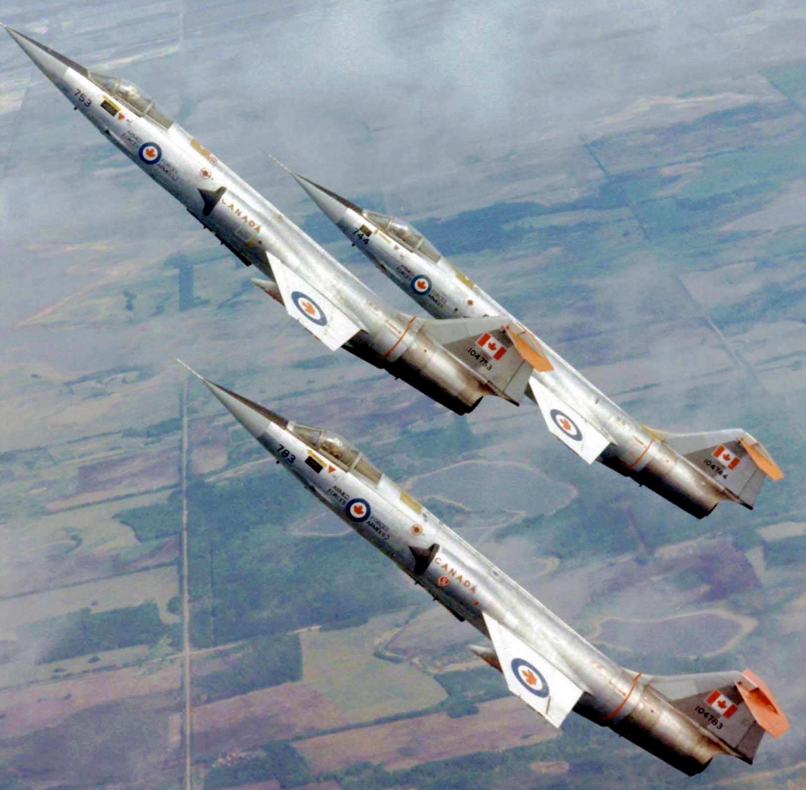 Canadian Armed Forces CF-104 “Alberta Arrows Air Demonstration Team” over CFB Cold Lake, Alberta, Canada